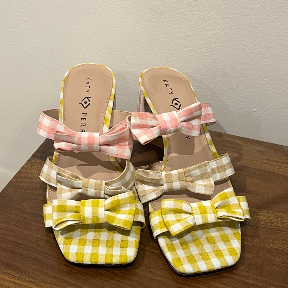 Katy Perry Collections Pink and Yellow Heels with Bow Accents